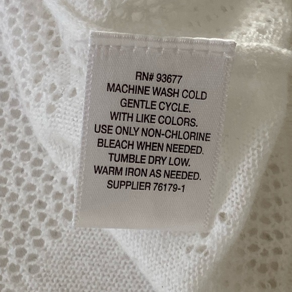 Liz Claiborne Knit Top White Very Sheer Cap Sleeve Size Large - Picture 5 of 11